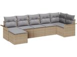Syfax™ Set Divano Da Giardino Con Cuscino 7 Pcs Beige Polyrattan