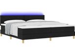 Syfax™ Letto A Sorgente Led Con Materasso Nero 200 X 200 Cm Tessuto