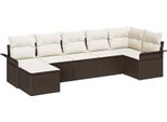 Syfax™ Set Divano Da Giardino Con Cuscino 7 Pcs Marrone Polyrattan