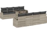 Syfax™ Set Divano Da Giardino 9 Pcs Grigio Chiaro Polyrattan