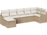 Syfax™ Set Divano Da Giardino 7 Pcs Beige Polyrattan