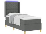 Syfax™ Letto A Molle Con Materasso Grigio 140 X 200 Cm Tessuto