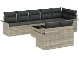 Syfax™ Set Divano Da Giardino 9 Pcs Grigio Chiaro Polyrattan