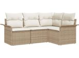 Syfax™ Set Divano Da Giardino Con Archiviazione 4 Pcs Beige Polyrattan