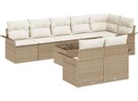 Syfax™ Set Divano Da Giardino Con Archiviazione 9 Pcs Beige Polyrattan