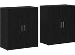 Syfax™ Credenza 2 Pcs Rovere Nero 60 X 31 X 70 Cm Legno Multistrato