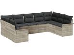 Syfax™ Set Divano Da Giardino 9 Pcs Grigio Chiaro Polyrattan