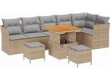 Syfax™ Set Divano Da Giardino 9 Pcs Beige Polyrattan