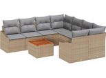 Syfax™ Set Divano Da Giardino 9 Pcs Beige E Grigio Chiaro Polyrattan