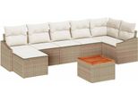 Syfax™ Set Divano Da Giardino 8 Pcs Beige E Crema Polyrattan
