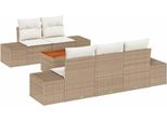 Syfax™ Set Divano Da Giardino 6 Pcs Beige E Crema Polyrattan