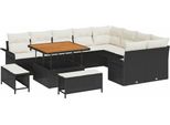 Syfax™ Set Divano Da Giardino Con Cuscino 12 Pcs Nero Polyrattan