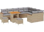 Syfax™ Set Divano Da Giardino 12 Pcs Beige Polyrattan
