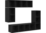 Syfax™ Set Mobile Tv 4 Pcs Rovere Nero Legno Multistrato