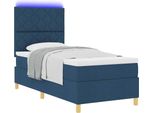 Syfax™ Letto A Sorgente Led Con Materasso Blu 100 X 200 Cm Tessuto