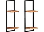 Syfax™ Mensole Parete 2 Pz 25X25X75 Cm Legno Massello Acacia E Acciaio