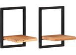 Syfax™ Mensole Parete 2 Pz 25X25X35 Cm Legno Massello Acacia E Acciaio