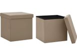 Syfax™ Sgabelli Con Contenitore Pieghevoli 2 Pz Cappuccino In Pvc