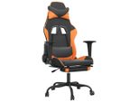 Syfax™ Sedia Gaming Massaggio Poggiapiedi Nero E Arancione Pelle Finta