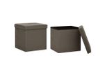 Syfax™ Pouf Con Contenitore Pieghevoli 2 Pz Marroni In Simil Lino