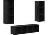 Syfax™ Set Mobile Tv 3 Pcs Rovere Nero Legno Multistrato