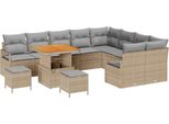 Syfax™ Set Divano Da Giardino Con Cuscino 12 Pcs Beige Polyrattan