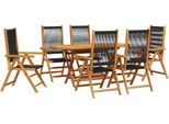 Syfax™ Set Da Pranzo Per Giardino 7 Pcs Nero Legno Di Acacia Massello