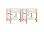 Syfax™ Tavolini Da Letto 2Pz Bianchi 42X38X45 Cm In Legno Multistrato