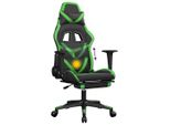 Syfax™ Sedia Da Gaming Massaggio Poggiapiedi Nero E Verde Pelle Finta