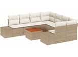 Syfax™ Set Divano Da Giardino 9 Pcs Beige E Crema Polyrattan