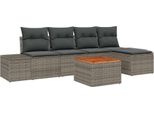 Syfax™ Set Divano Da Giardino 6 Pcs Grigio Polyrattan