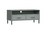 Syfax™ Mobile Tv Con Gambe Metallo Grigio Legno Massello Di Pino Oslo