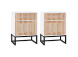 Syfax™ Comodini 2 Pz Bianchi 40X30X55,5 Cm Legno Multistrato E Ferro