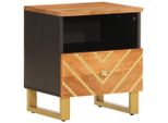 Syfax™ Comodino Marrone E Nero In Legno Massello Di Mango