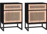 Syfax™ Comodini 2 Pz Neri 40X30X55,5 Cm Legno Multistrato E Ferro