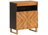 Syfax™ Mobiletto Marrone E Nero 60X33,5X75 Cm Legno Massello Di Mango