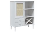 Syfax™ Credenza Senja Aspetto Rattan Bianco 90X40X112Cm Massello Pino