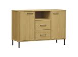 Syfax™ Credenza Gambe Metallo Marrone 113X40X77 Cm Legno Massello Oslo