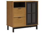 Syfax™ Credenza Con Anta In Vetro Flam 80X40X80 Cm Massello Di Pino