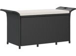 Syfax™ Panca Da Giardino Con Cuscino Nero 116X46X57 Cm In Polyrattan