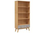 Syfax™ Libreria 4 Ripiani Olden Grigia E Marrone Legno Massello Pino