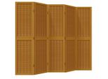 Syfax™ Divisorio Ambienti 5 Pannelli Marrone Legno Massello Paulownia