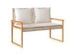 Syfax™ Panca Da Giardino Con Cuscino Beige Misto Polyrattan E Acacia