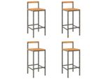 Syfax™ Sgabelli Da Bar 4Pz Grigi Polyrattan E Legno Massello Di Acacia