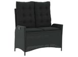 Syfax™ Panca Reclinabile Da Giardino Con Cuscini Nera In Polyrattan