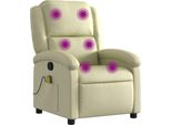 Syfax™ Poltrona Reclinabile Massaggiante Crema In Vera Pelle