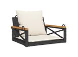 Syfax™ Panchina A Dondolo Con Cuscini Nera 63X62X40 Cm In Polyrattan