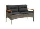Syfax™ Panchina Giardino Con Cuscini 116X62,5X74 Cm Grigia Polyrattan