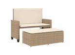 Syfax™ Panca Da Giardino Con Cuscini E Poggiapiedi Beige In Polyrattan