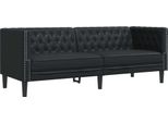 Syfax™ Divano Chesterfield A 3 Posti Nero In Pelle Finta